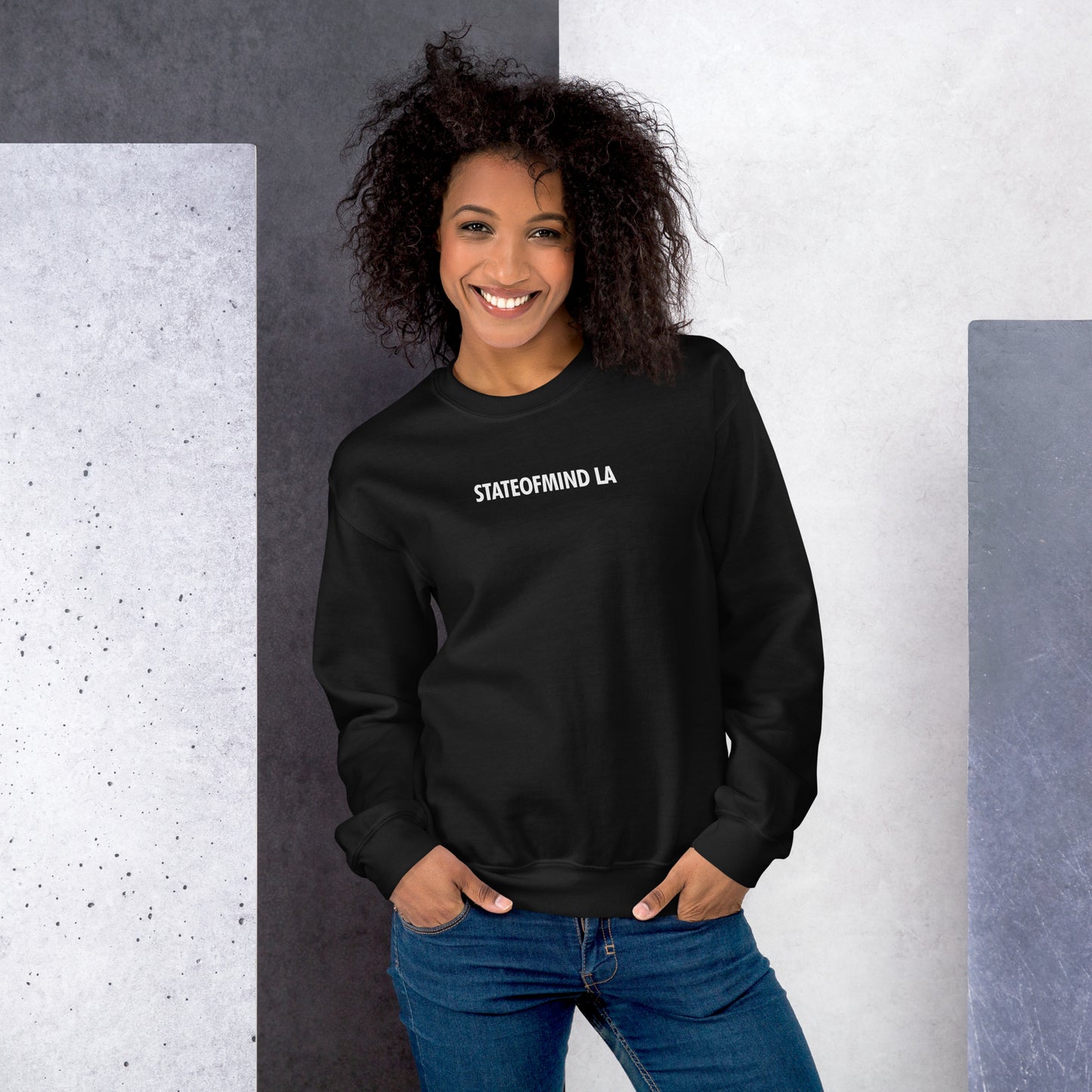 STATEOFMIND LA (black font) DTG Print- crew neck unisex