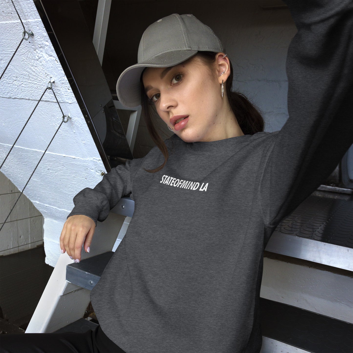 STATEOFMIND LA (black font) DTG Print- crew neck unisex