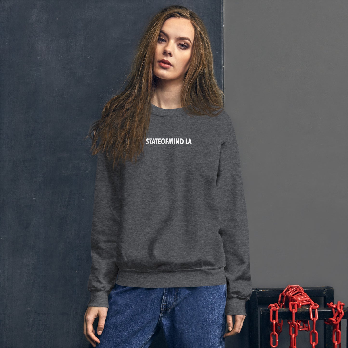 STATEOFMIND LA (black font) DTG Print- crew neck unisex