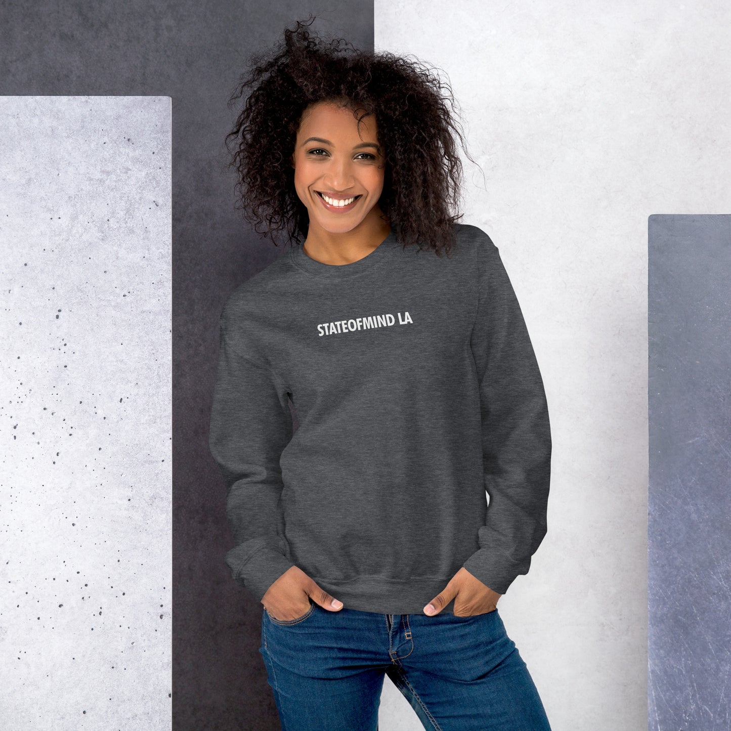 STATEOFMIND LA (black font) DTG Print- crew neck unisex