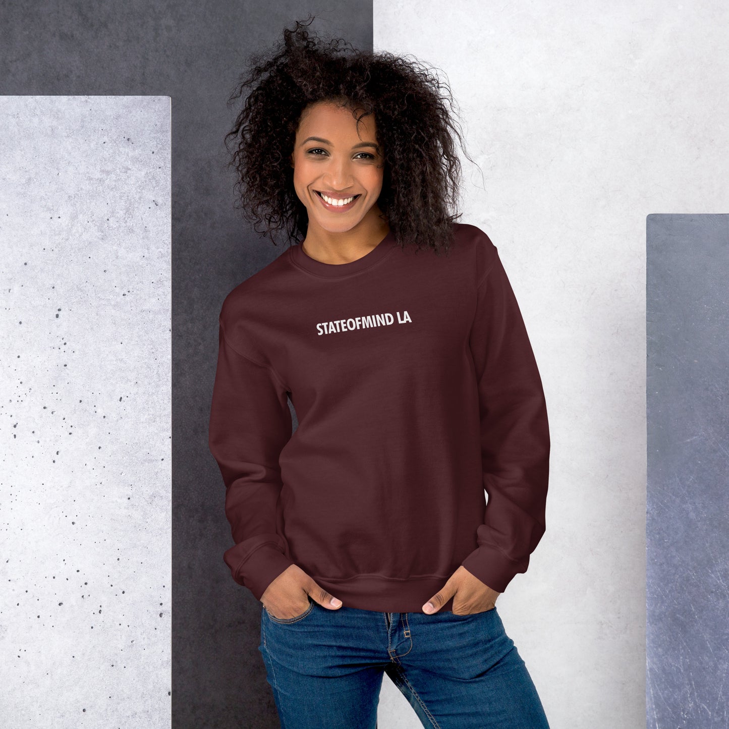 STATEOFMIND LA (black font) DTG Print- crew neck unisex