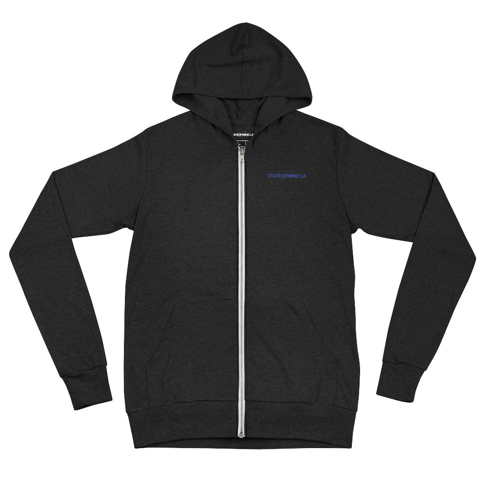 Blue Logo DTG Print- Unisex Zip Hoodie