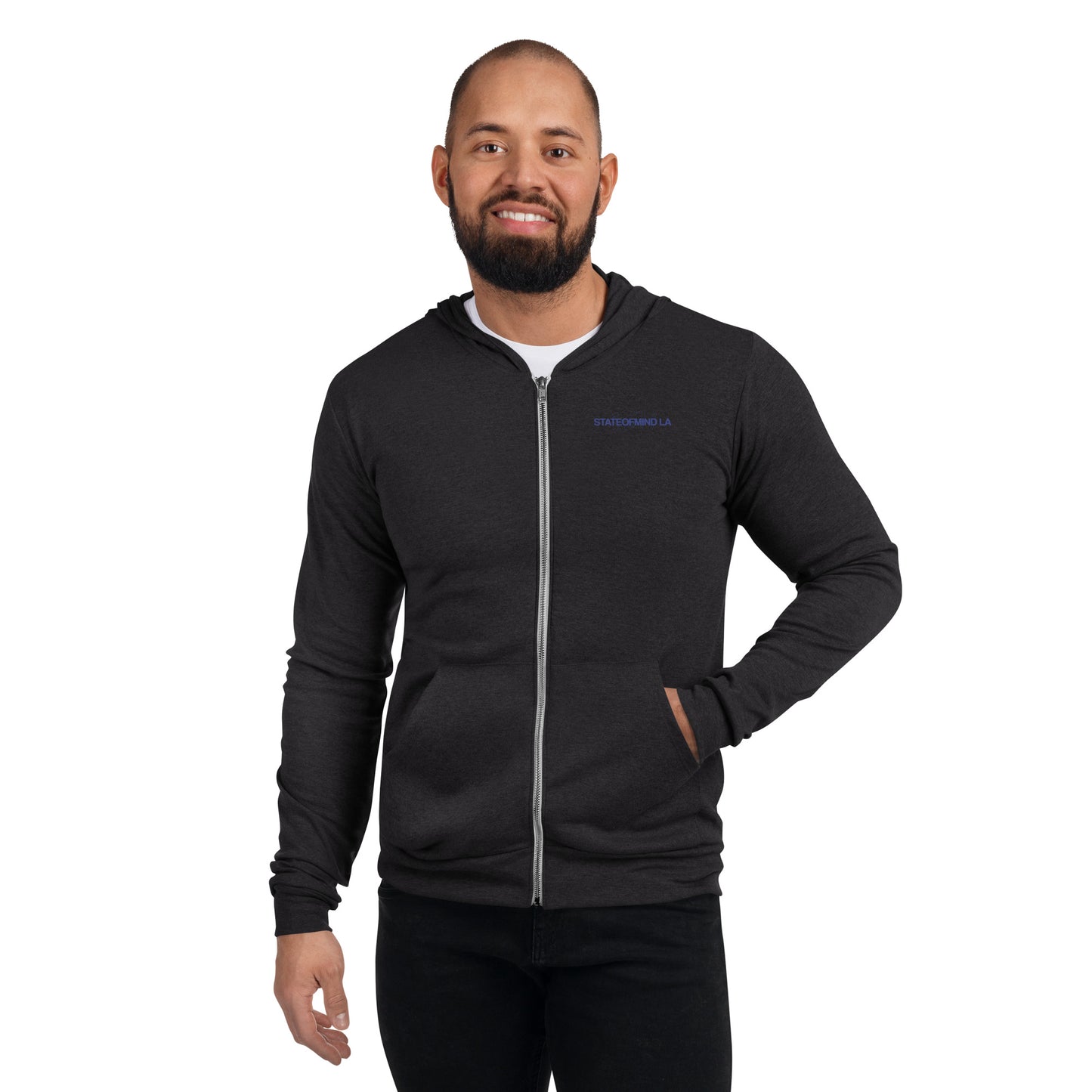 Blue Logo DTG Print- Unisex Zip Hoodie