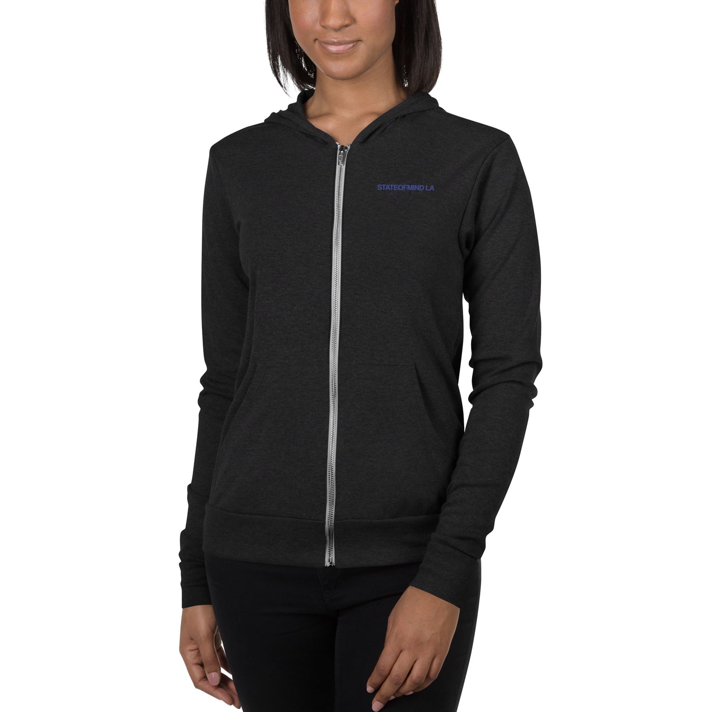 Blue Logo DTG Print- Unisex Zip Hoodie