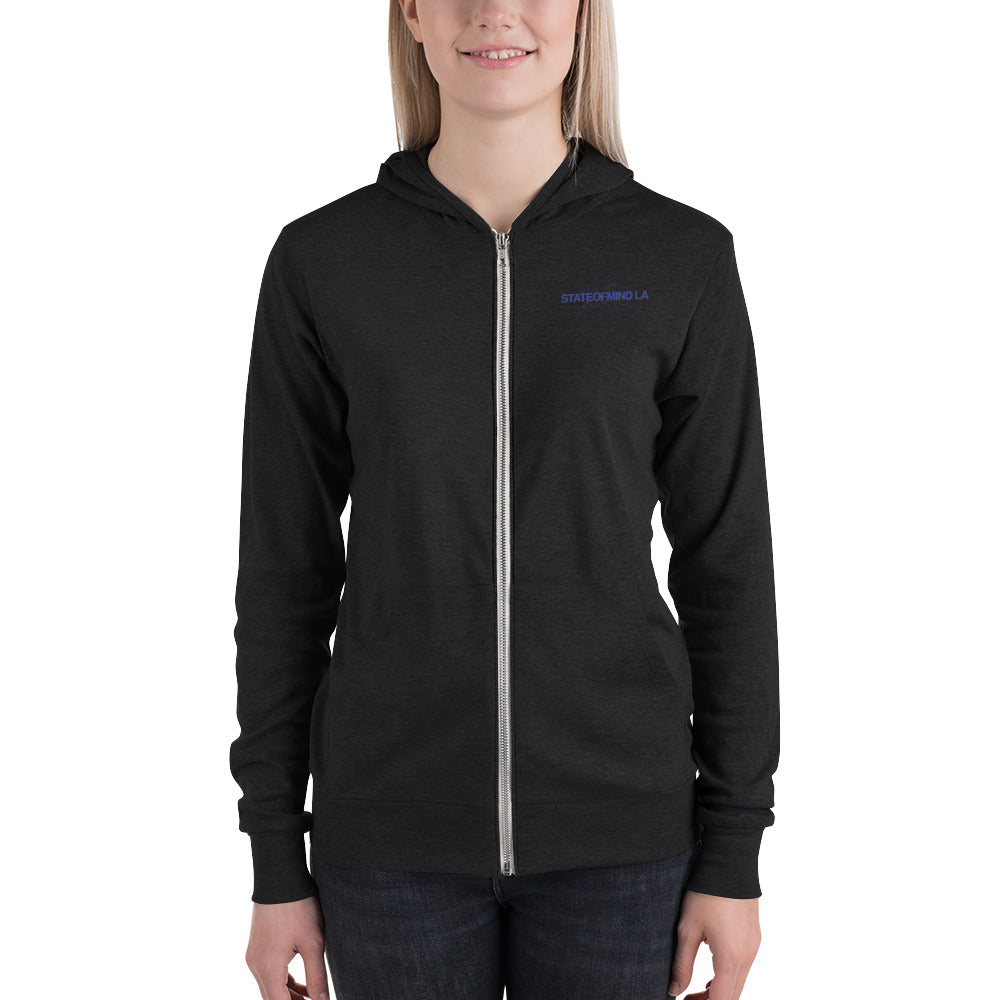 Blue Logo DTG Print- Unisex Zip Hoodie