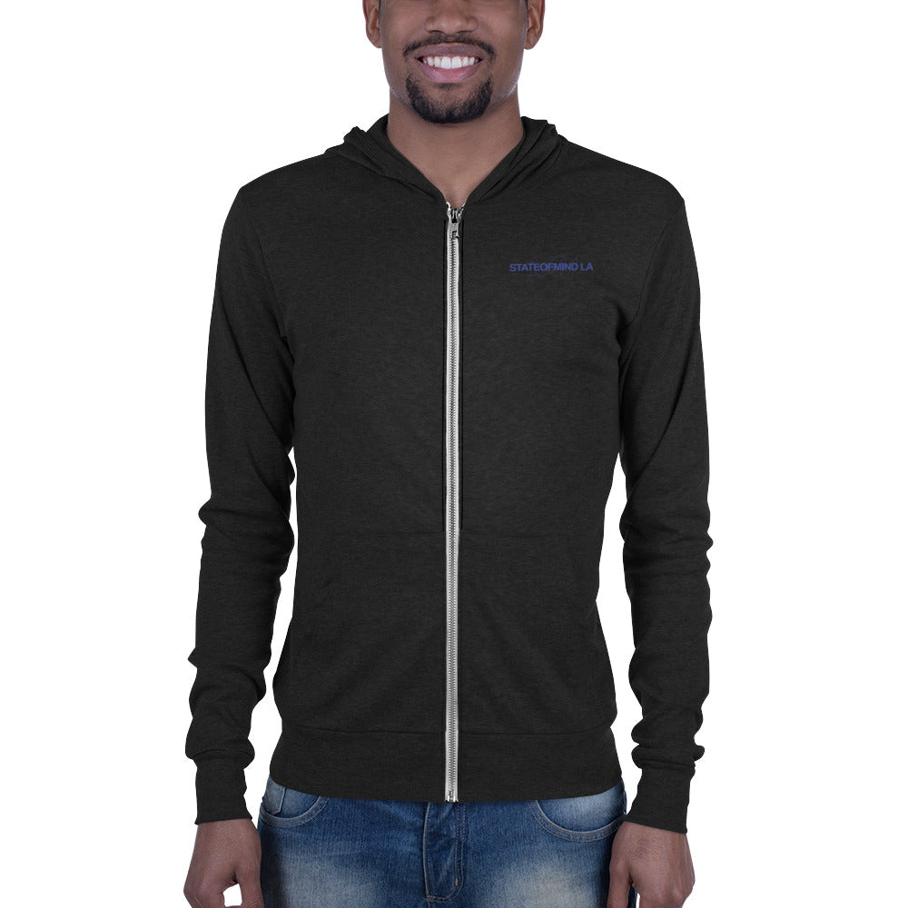 Blue Logo DTG Print- Unisex Zip Hoodie