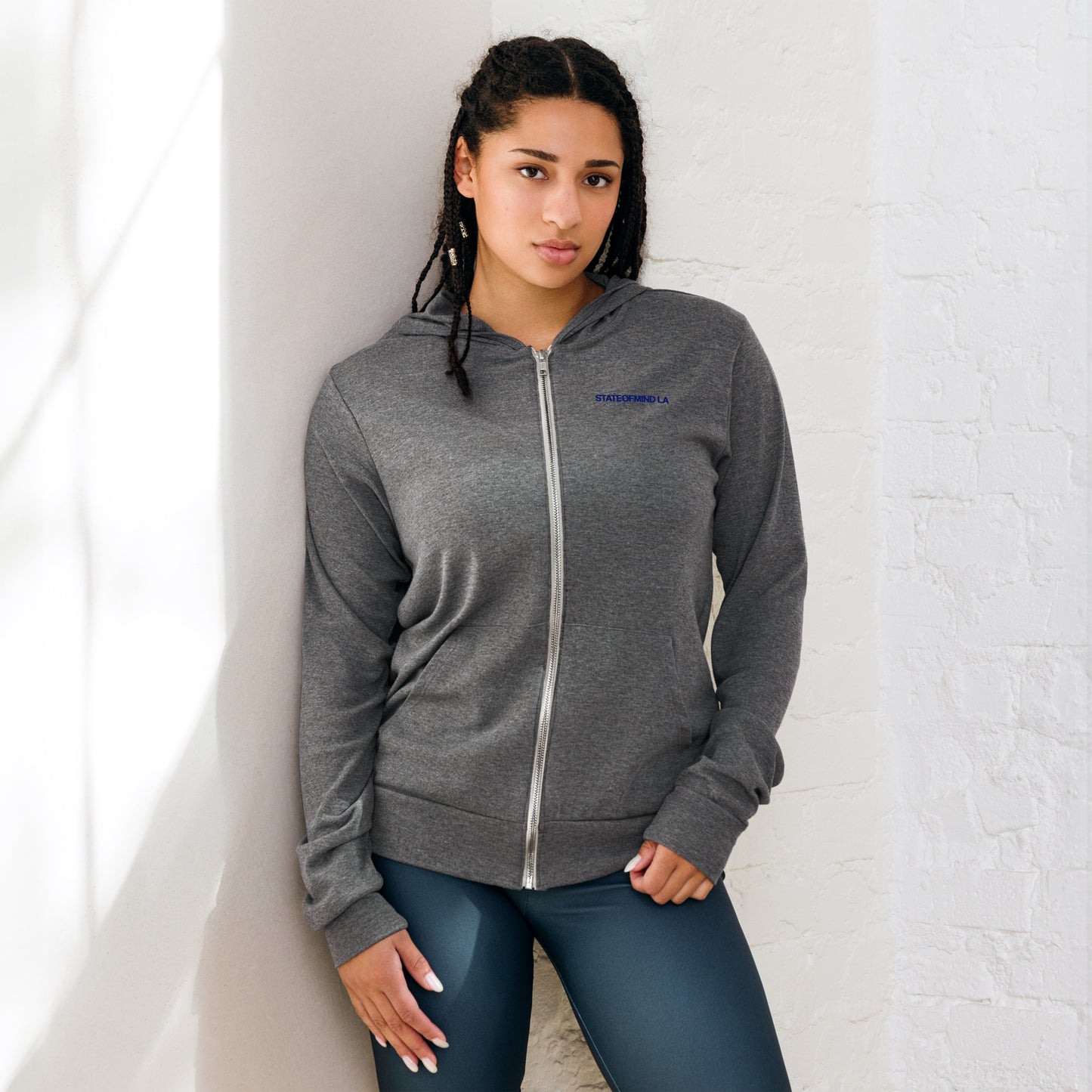 Blue Logo DTG Print- Unisex Zip Hoodie