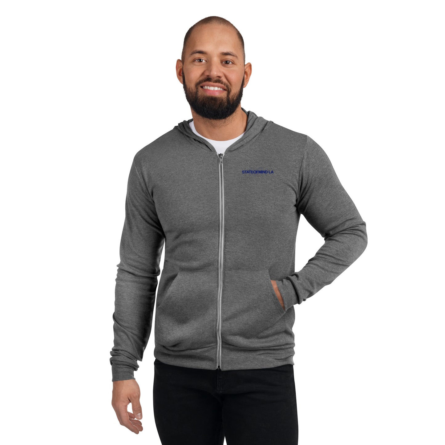 Blue Logo DTG Print- Unisex Zip Hoodie