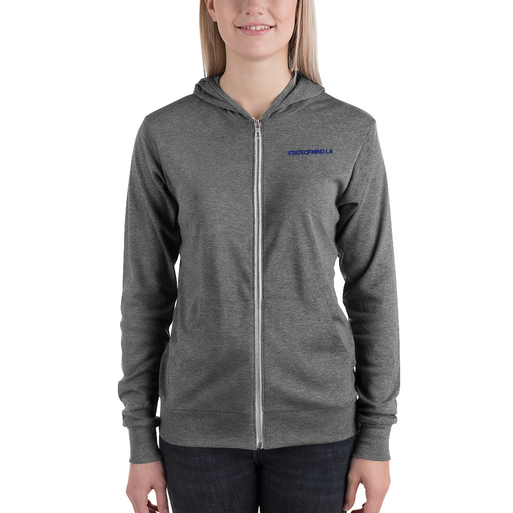 Blue Logo DTG Print- Unisex Zip Hoodie