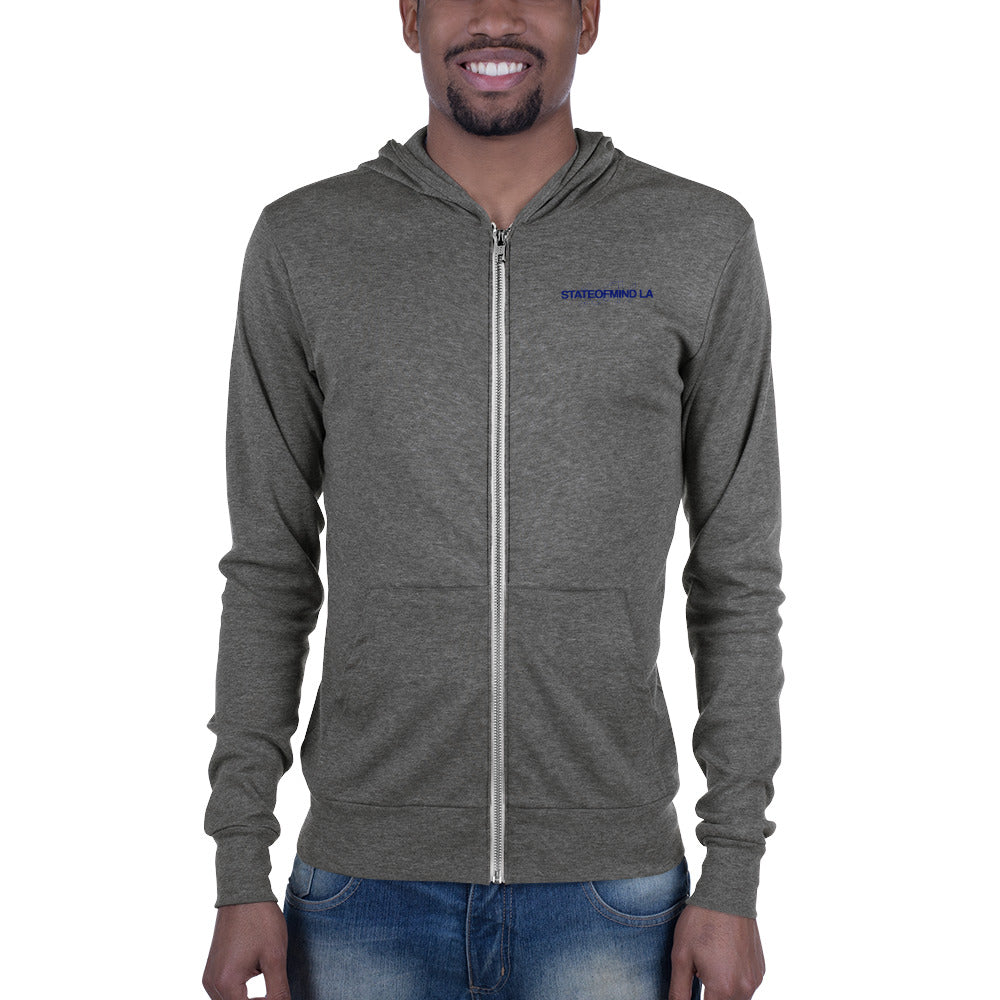 Blue Logo DTG Print- Unisex Zip Hoodie