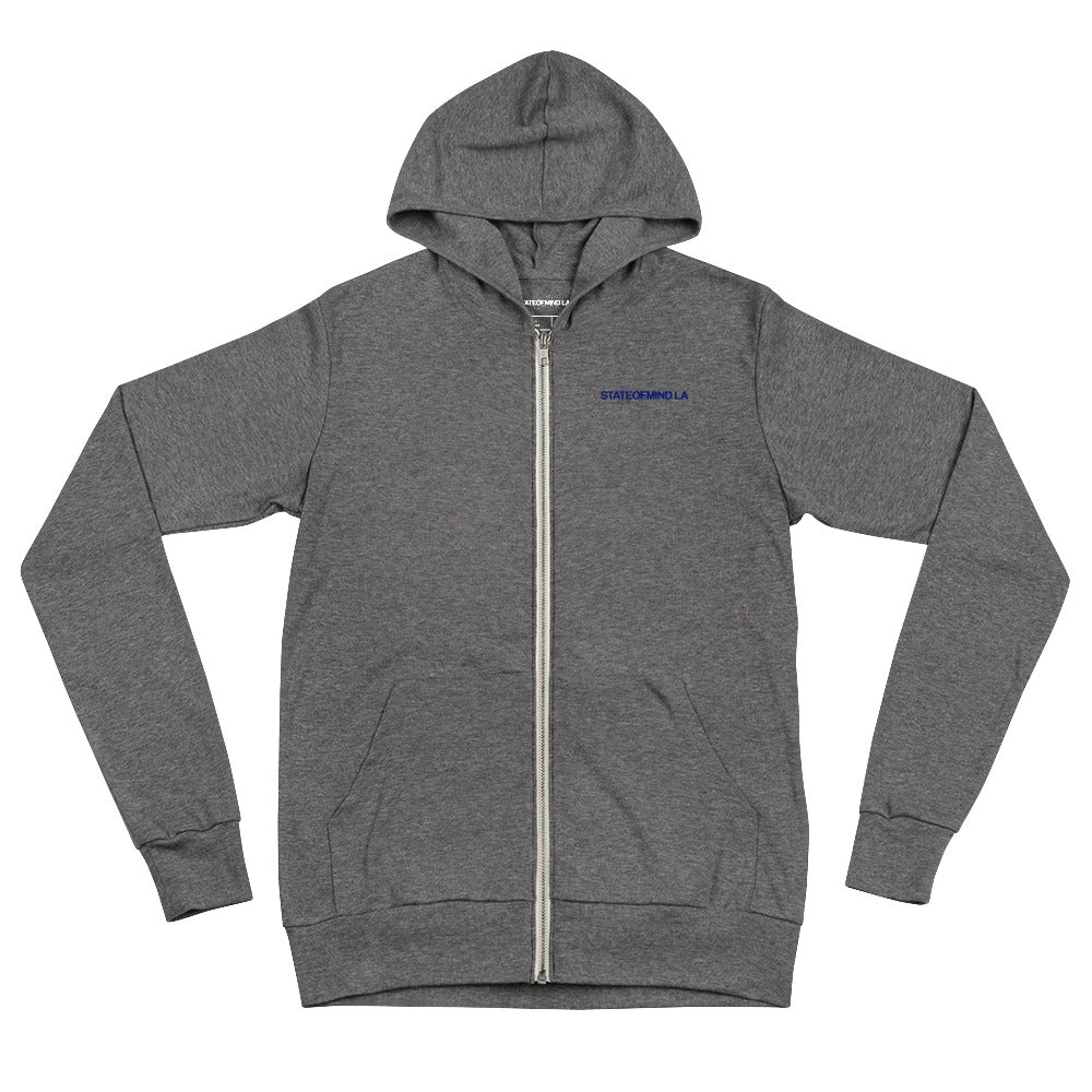 Blue Logo DTG Print- Unisex Zip Hoodie
