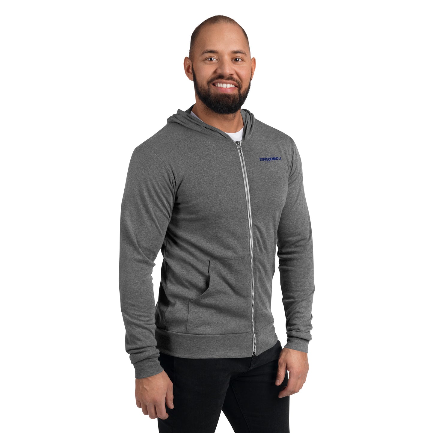 Blue Logo DTG Print- Unisex Zip Hoodie