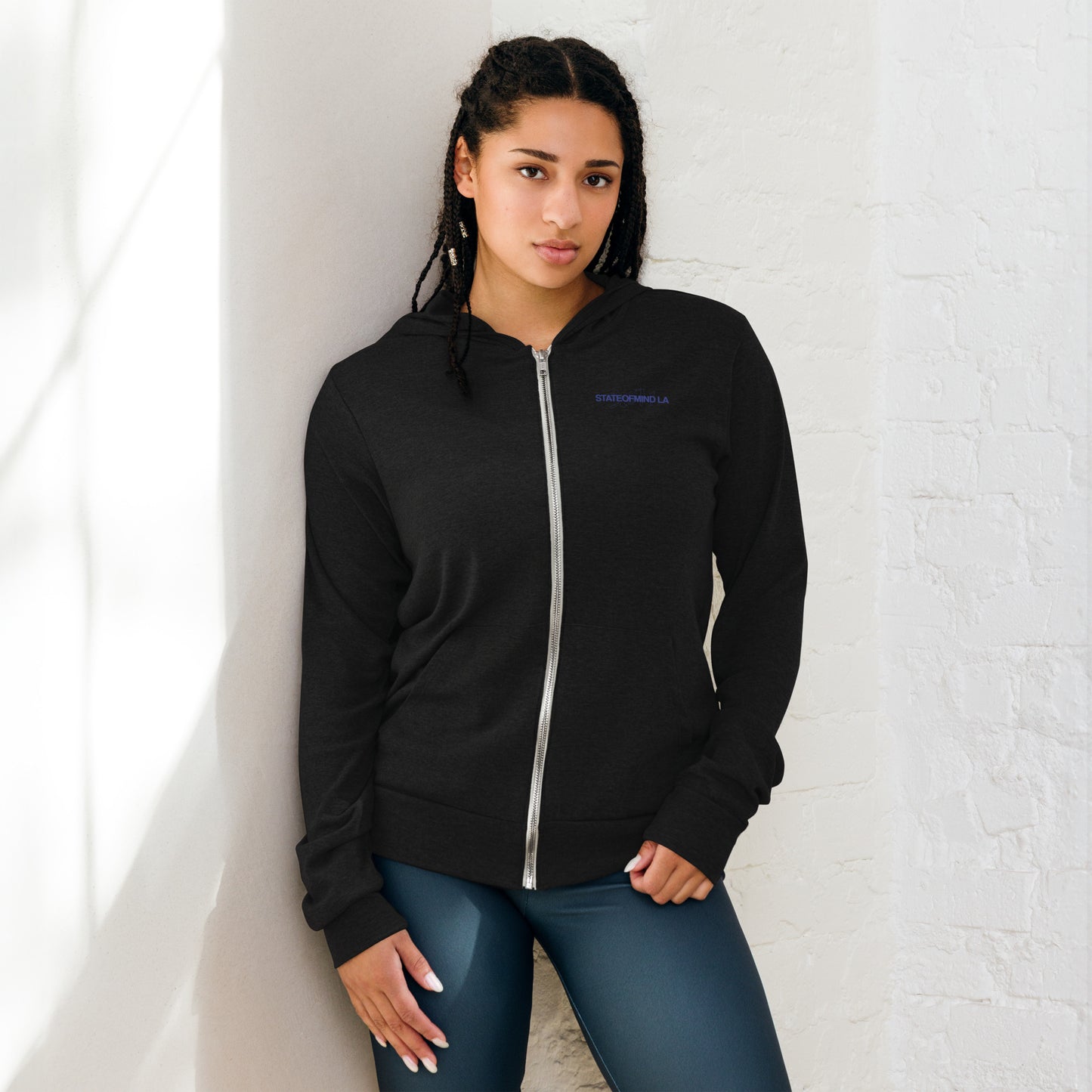 Blue Logo DTG Print- Unisex Zip Hoodie
