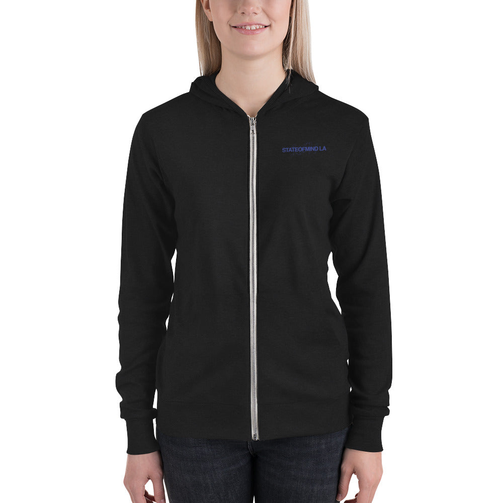 Blue Logo DTG Print- Unisex Zip Hoodie