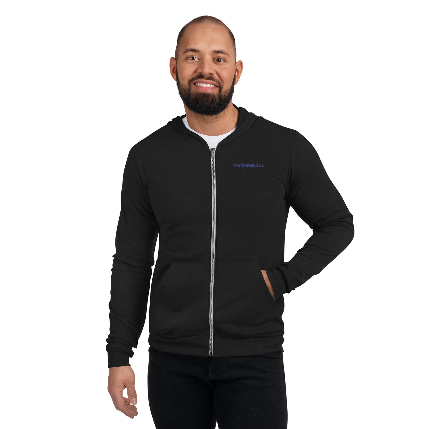 Blue Logo DTG Print- Unisex Zip Hoodie