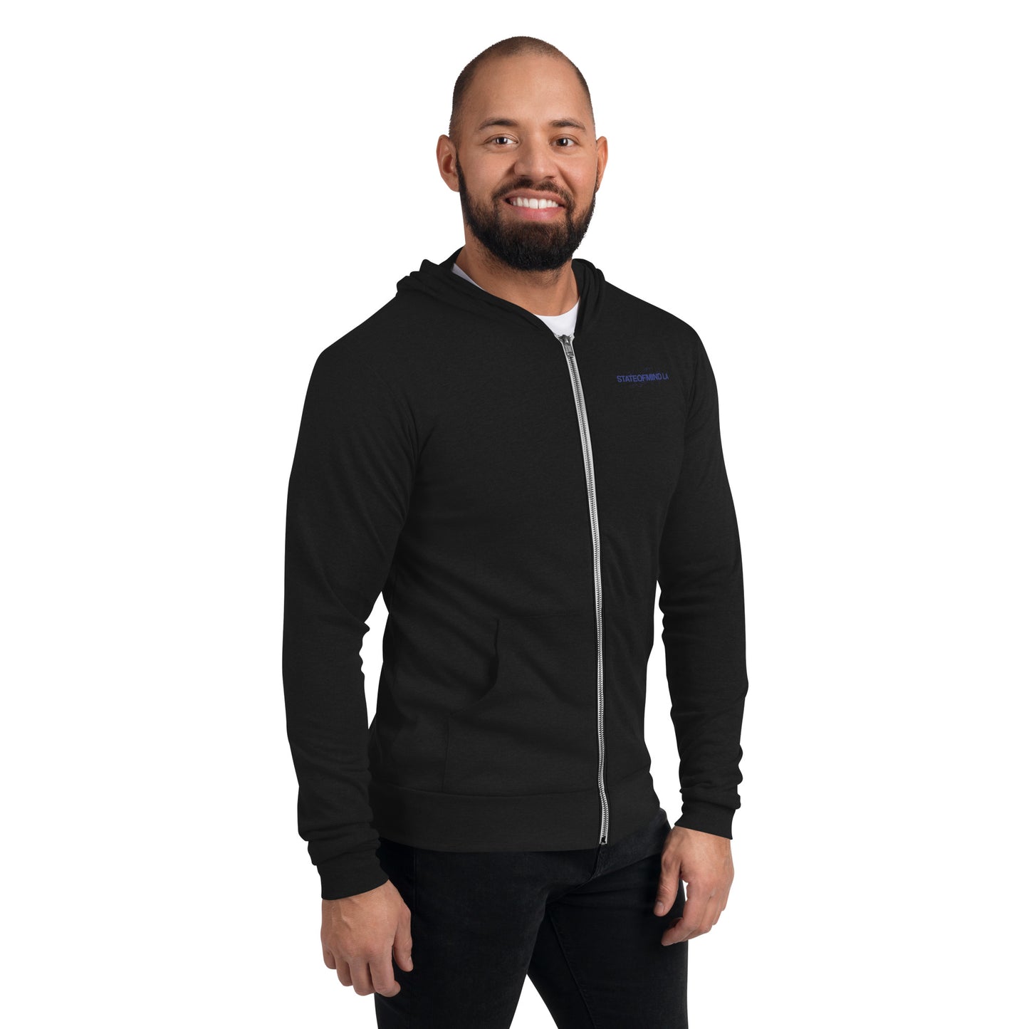 Blue Logo DTG Print- Unisex Zip Hoodie