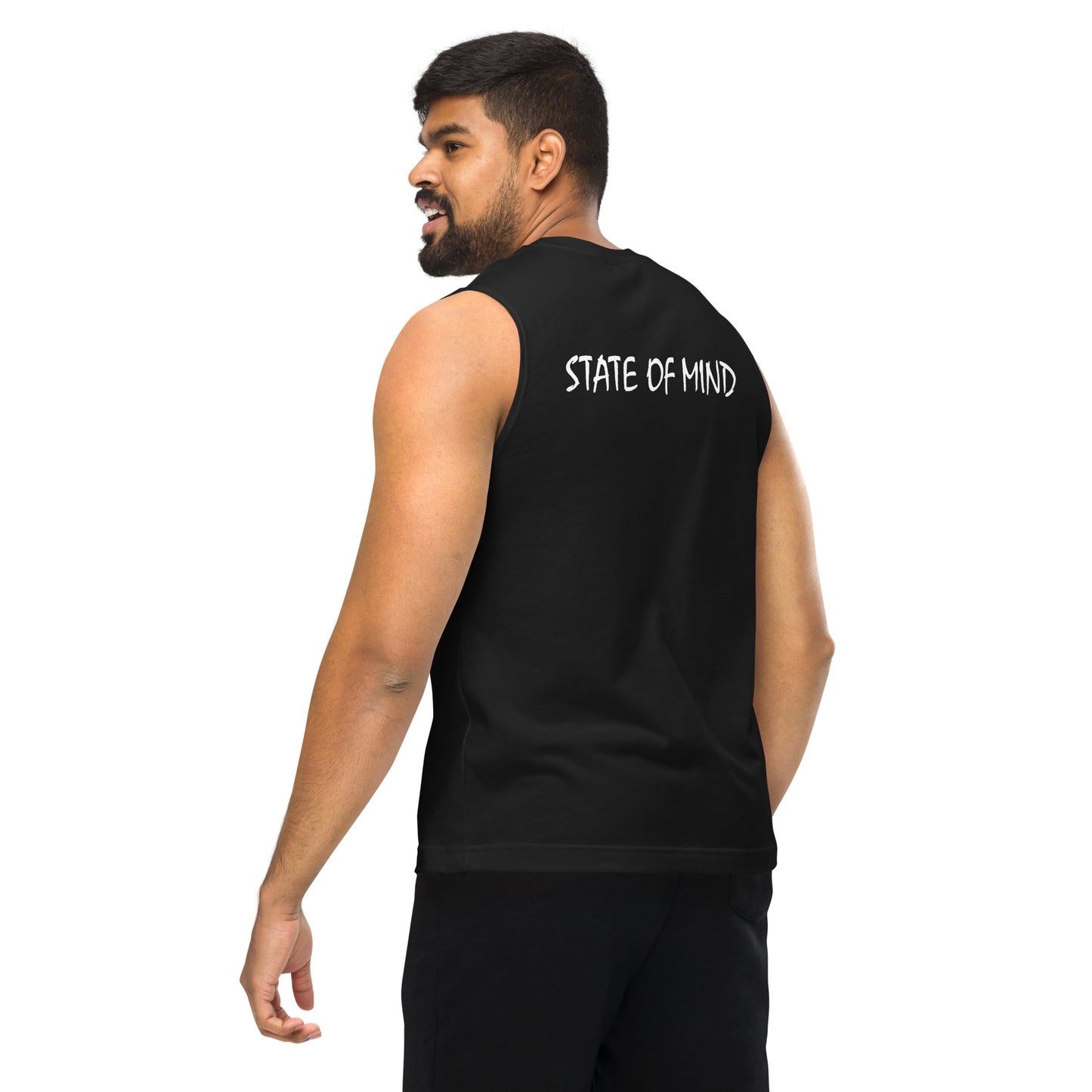 State of Mind Center Print DTG- Muscle Black Shirt
