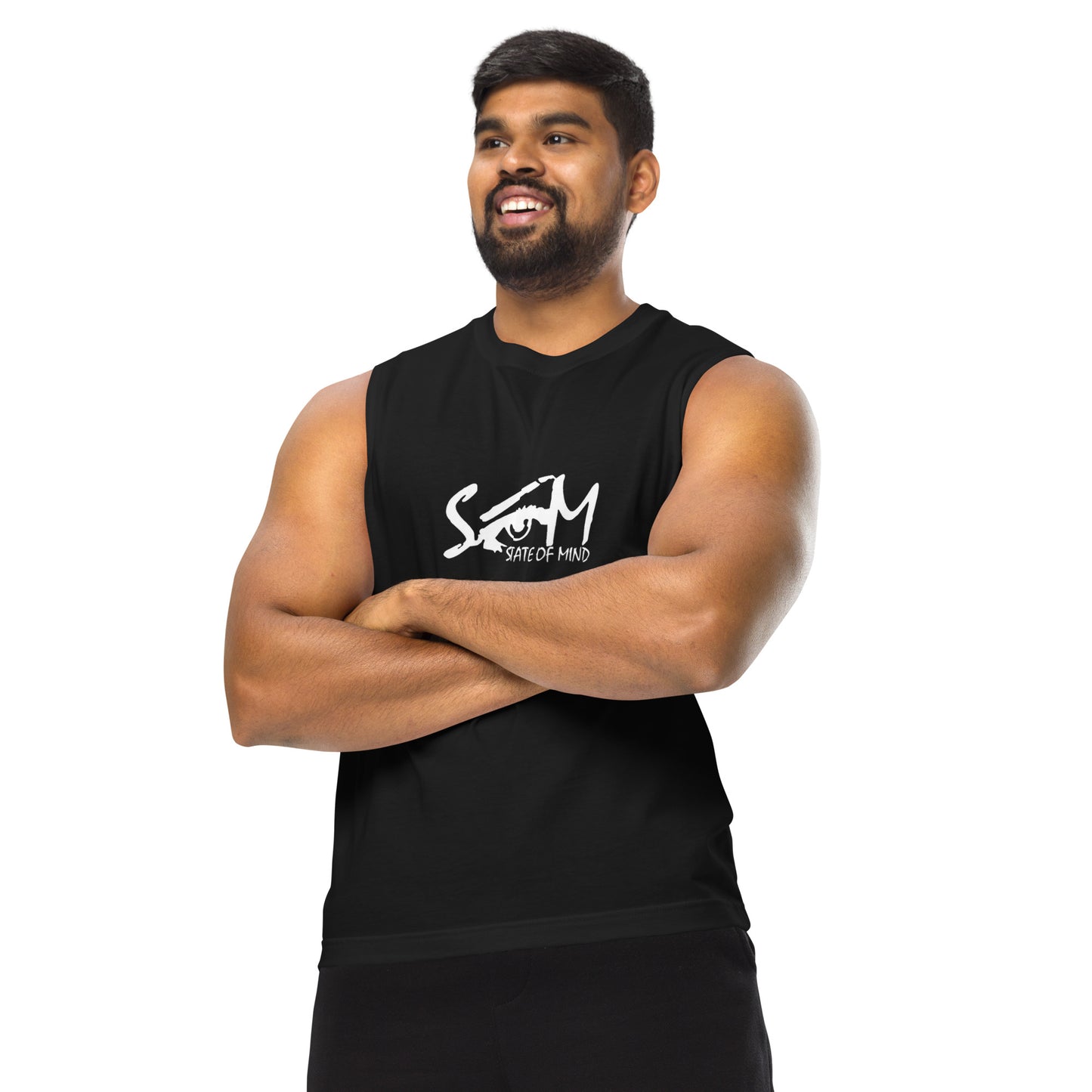 State of Mind Center Print DTG- Muscle Black Shirt