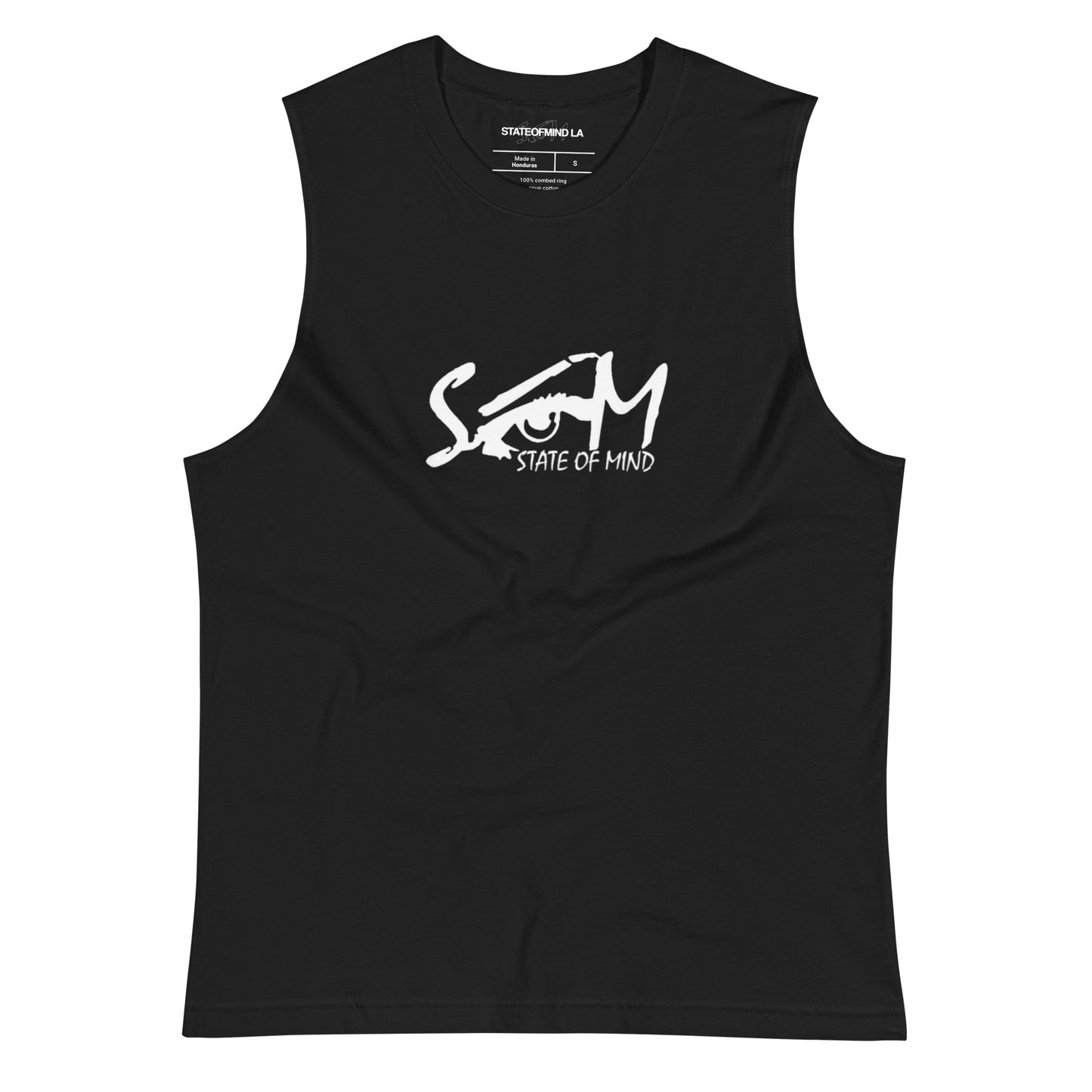 State of Mind Center Print DTG- Muscle Black Shirt