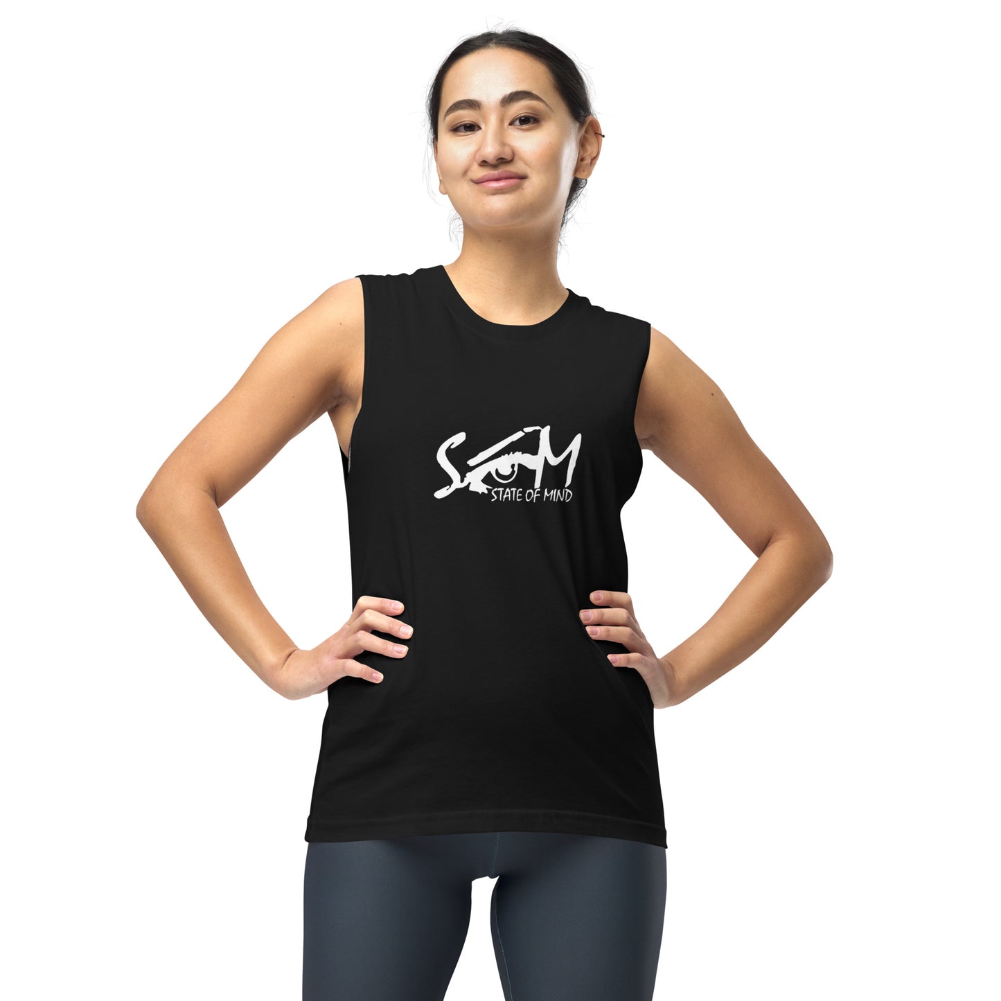 State of Mind Center Print DTG- Muscle Black Shirt