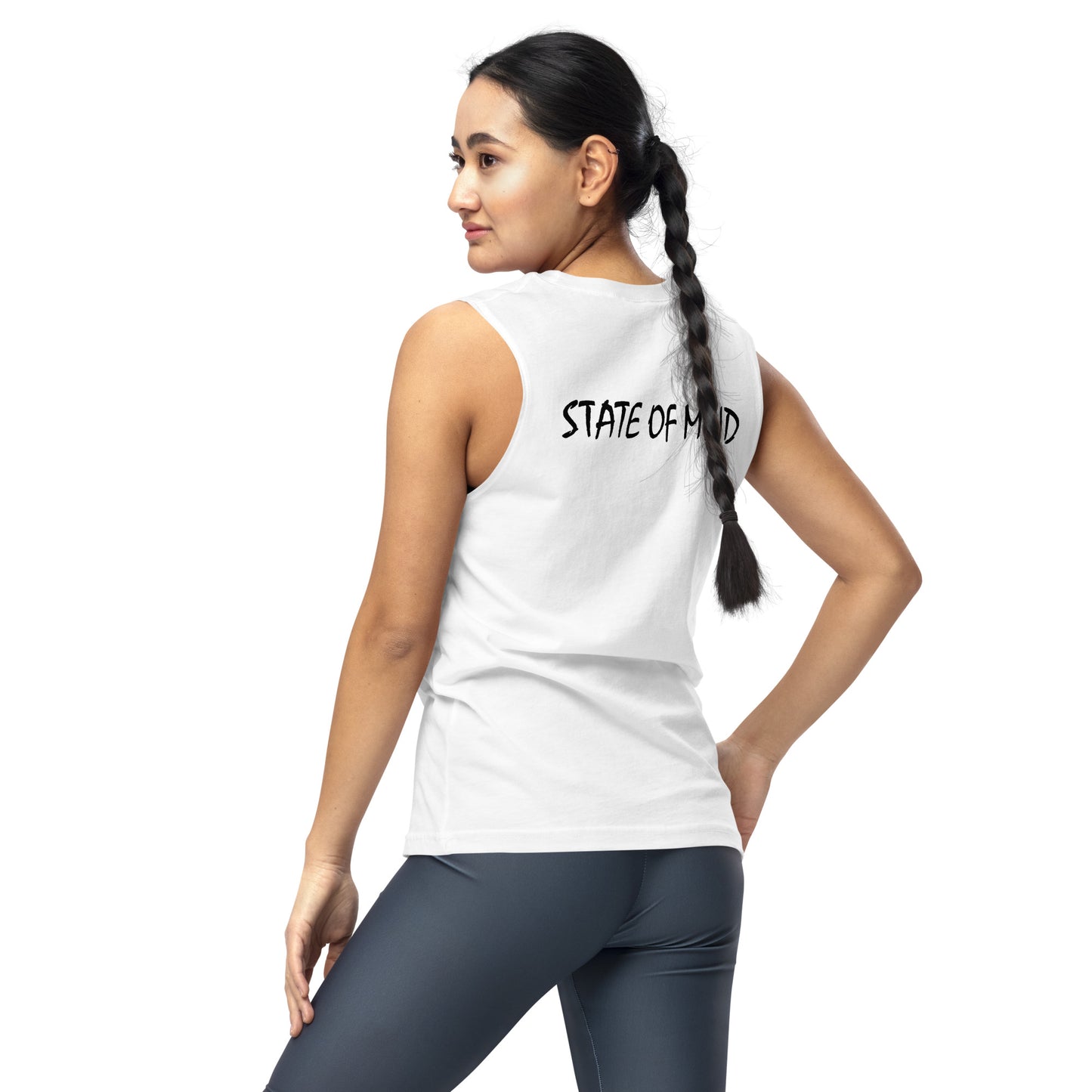 State of Mind Center Logo Print DTG- Muscle white Shirt