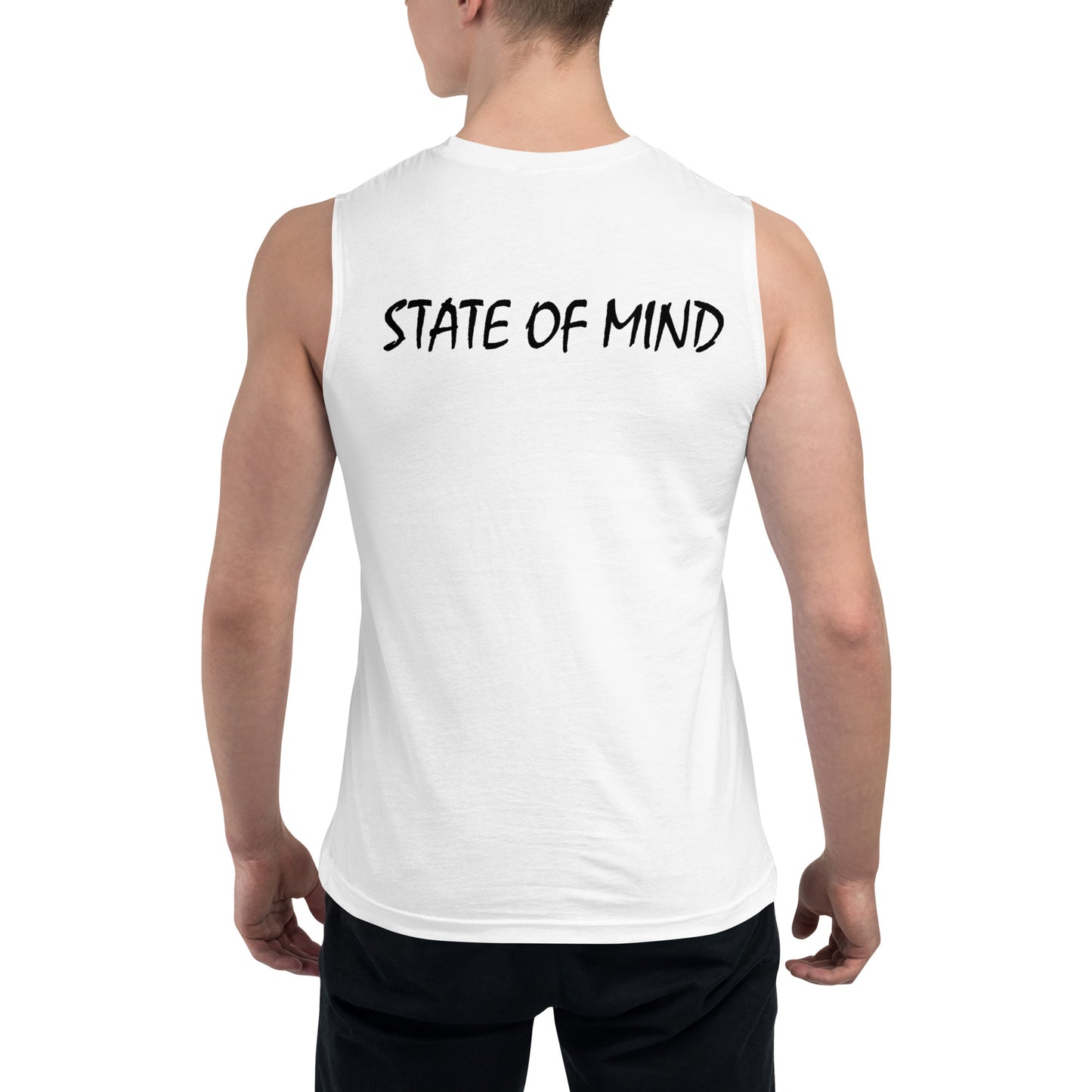 State of Mind Center Logo Print DTG- Muscle white Shirt