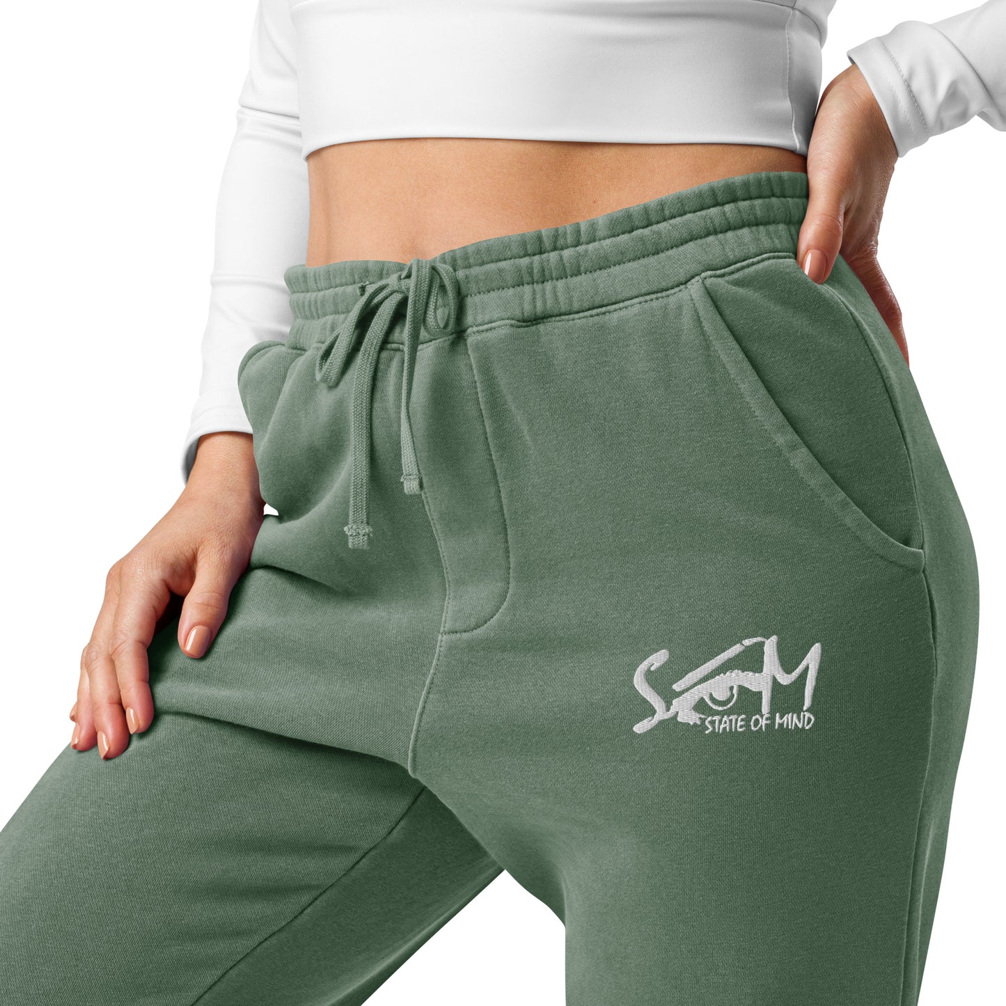 State of Mind Logo Embroidered Unisex pigment-dyed sweatpants