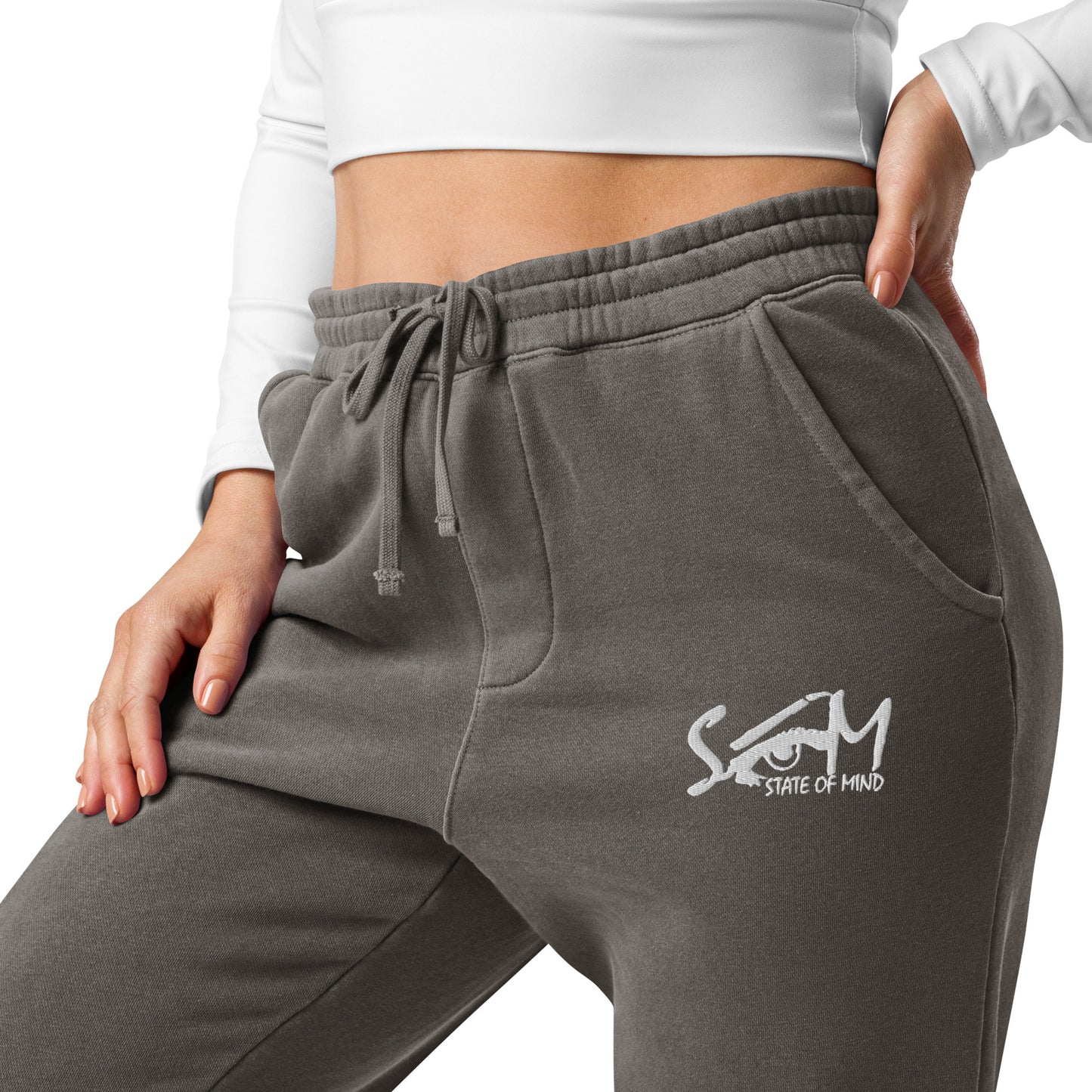 State of Mind Logo Embroidered Unisex pigment-dyed sweatpants