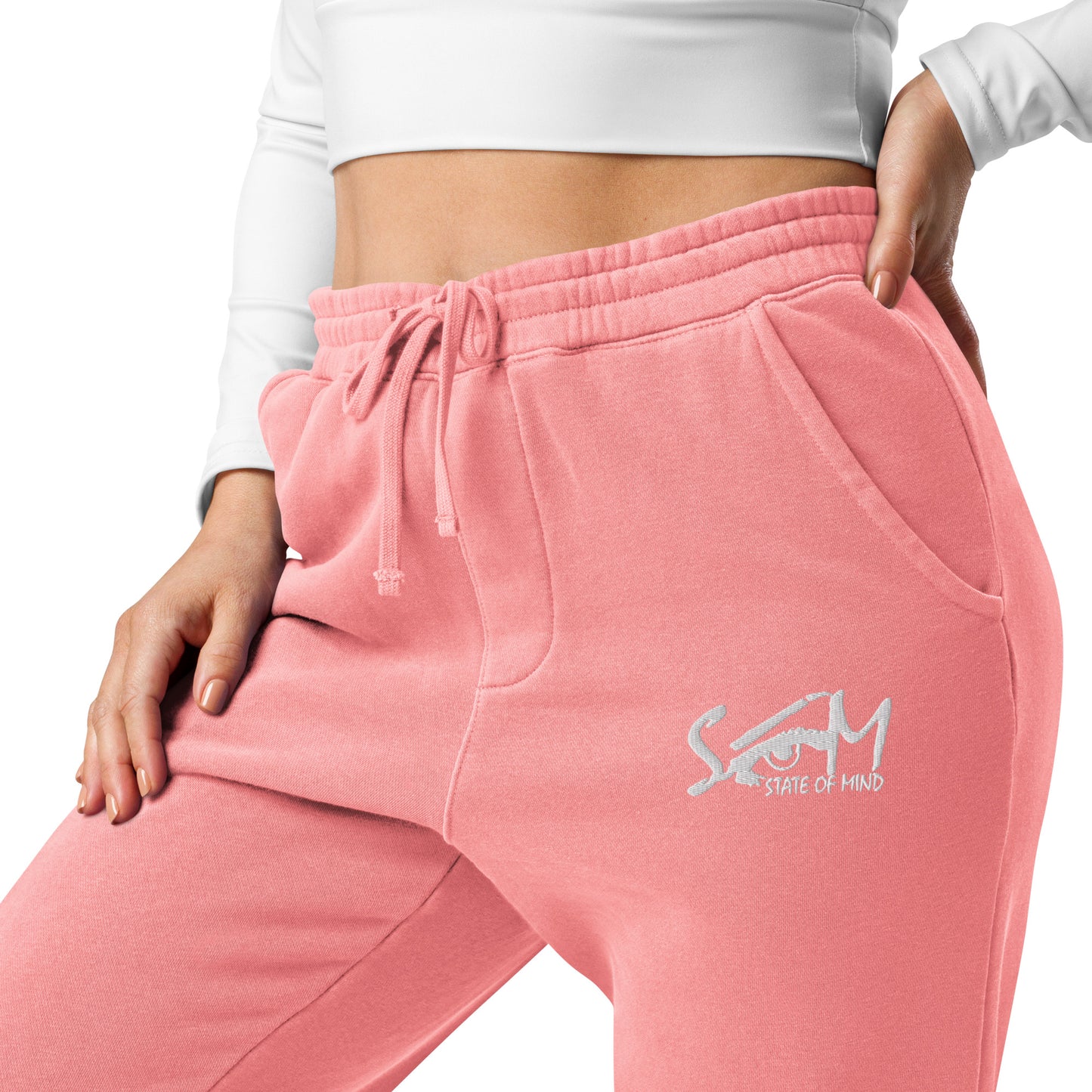 State of Mind Logo Embroidered Unisex pigment-dyed sweatpants