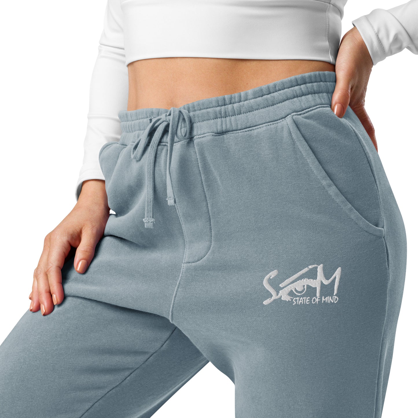 State of Mind Logo Embroidered Unisex pigment-dyed sweatpants