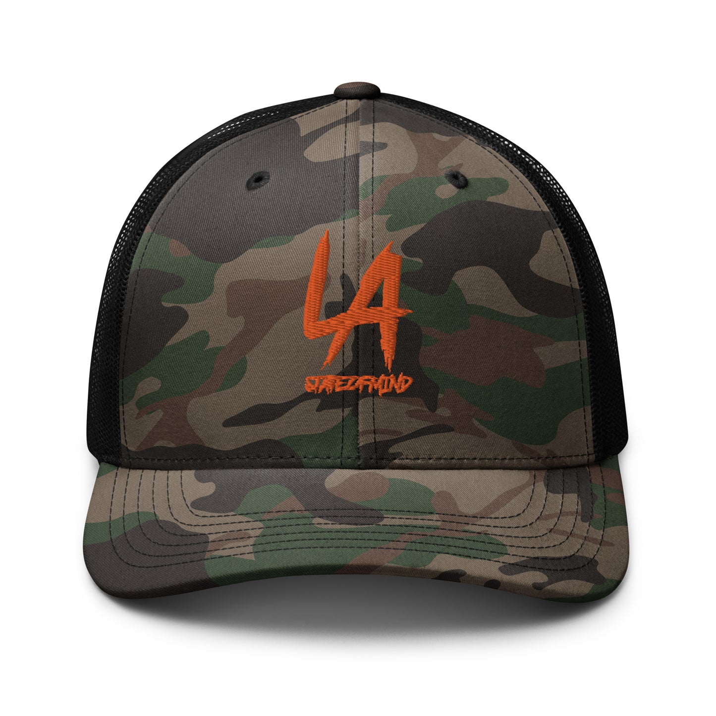 Orange LA STATEOFMIND- (Embroidered)- Camouflage trucker hat