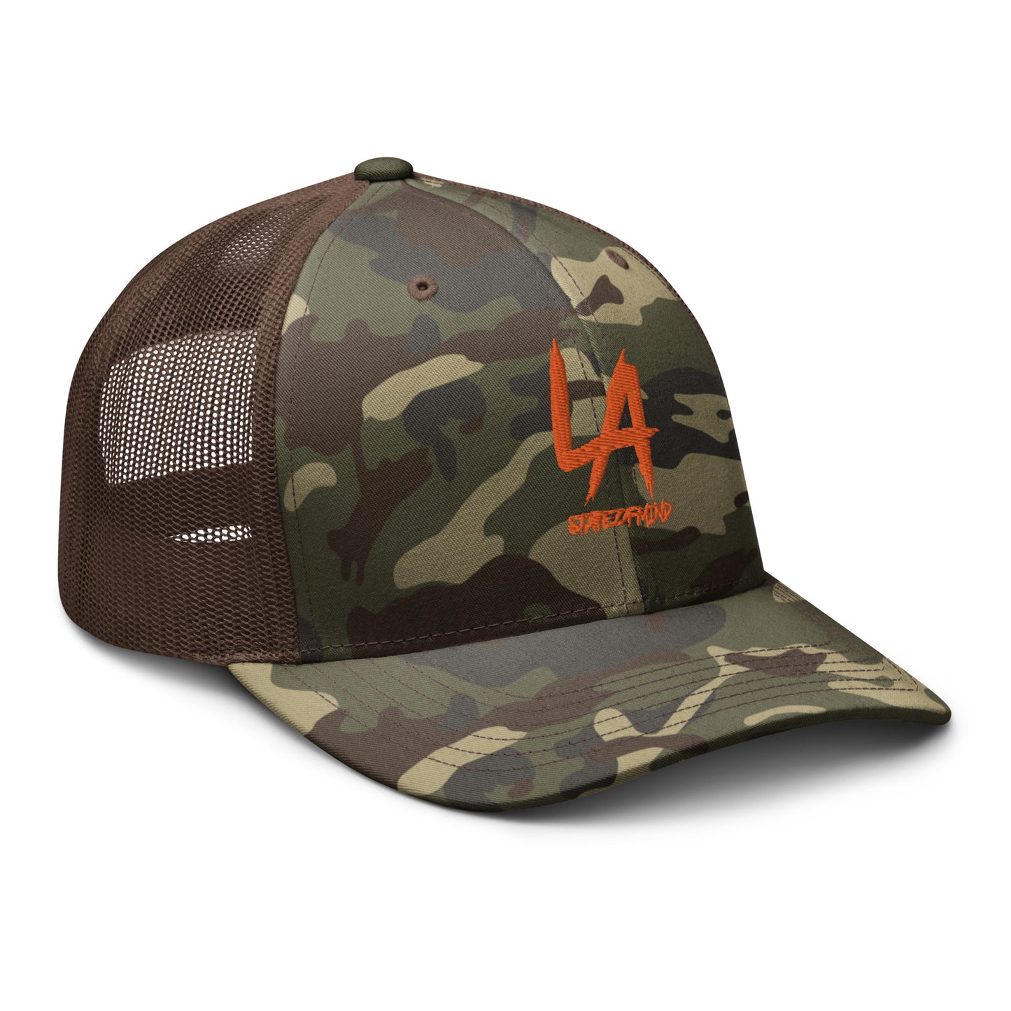 Orange LA STATEOFMIND- (Embroidered)- Camouflage trucker hat