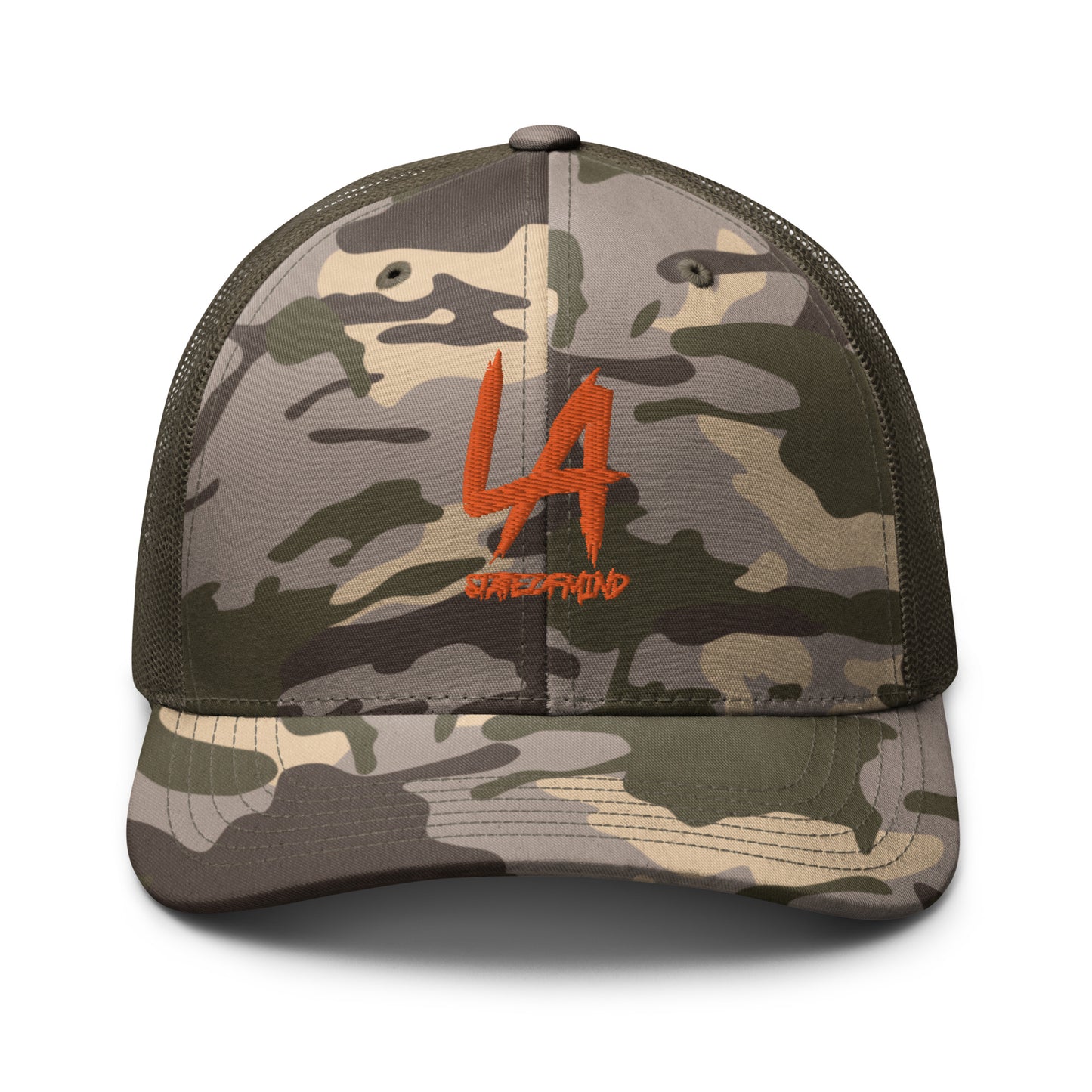 Orange LA STATEOFMIND- (Embroidered)- Camouflage trucker hat