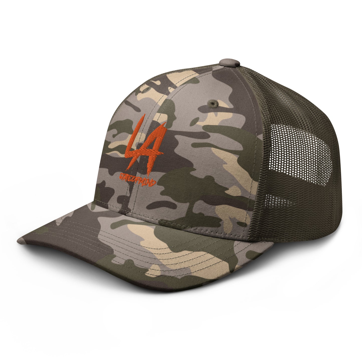 Orange LA STATEOFMIND- (Embroidered)- Camouflage trucker hat