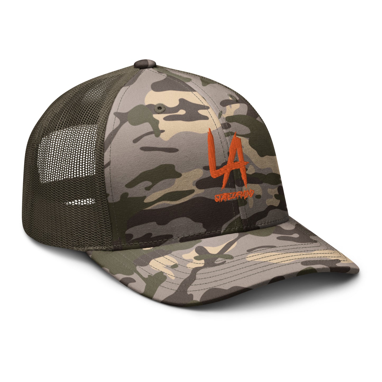 Orange LA STATEOFMIND- (Embroidered)- Camouflage trucker hat