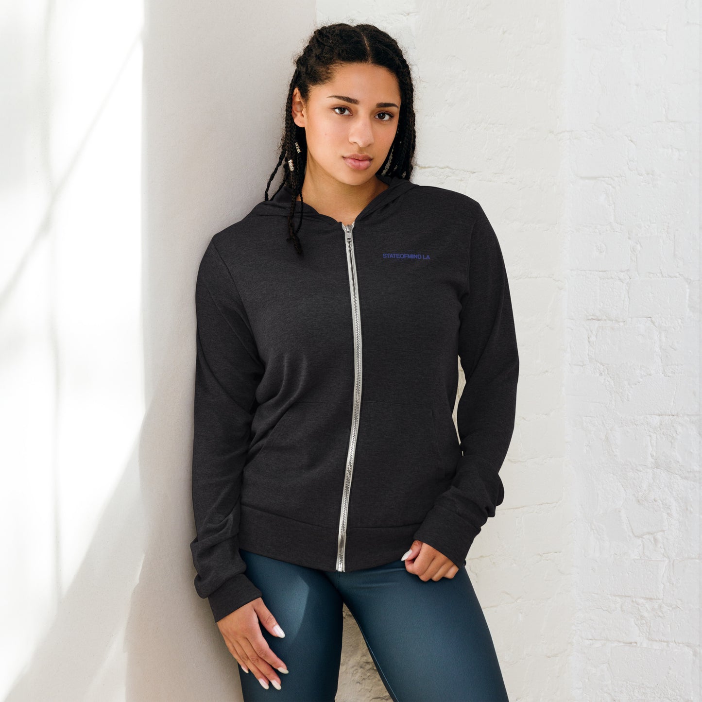 Blue Logo DTG Print- Unisex Zip Hoodie