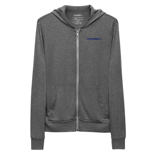 Blue Logo DTG Print- Unisex Zip Hoodie