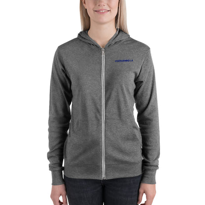 Blue Logo DTG Print- Unisex Zip Hoodie