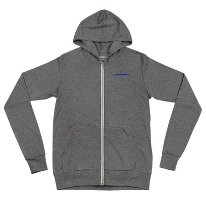 Blue Logo DTG Print- Unisex Zip Hoodie