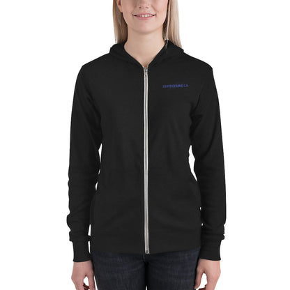 Blue Logo DTG Print- Unisex Zip Hoodie