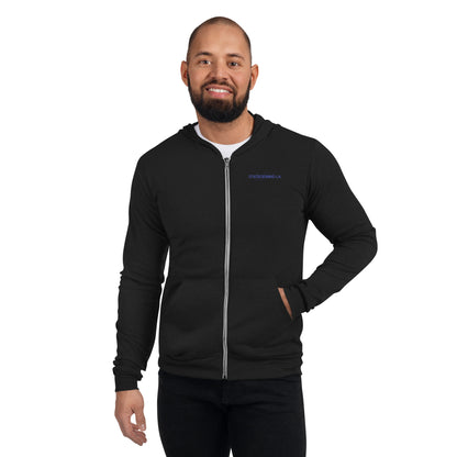 Blue Logo DTG Print- Unisex Zip Hoodie