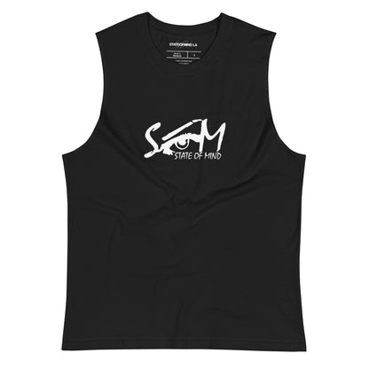 State of Mind Center Print DTG- Muscle Black Shirt