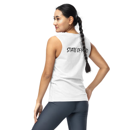 State of Mind Center Logo Print DTG- Muscle white Shirt